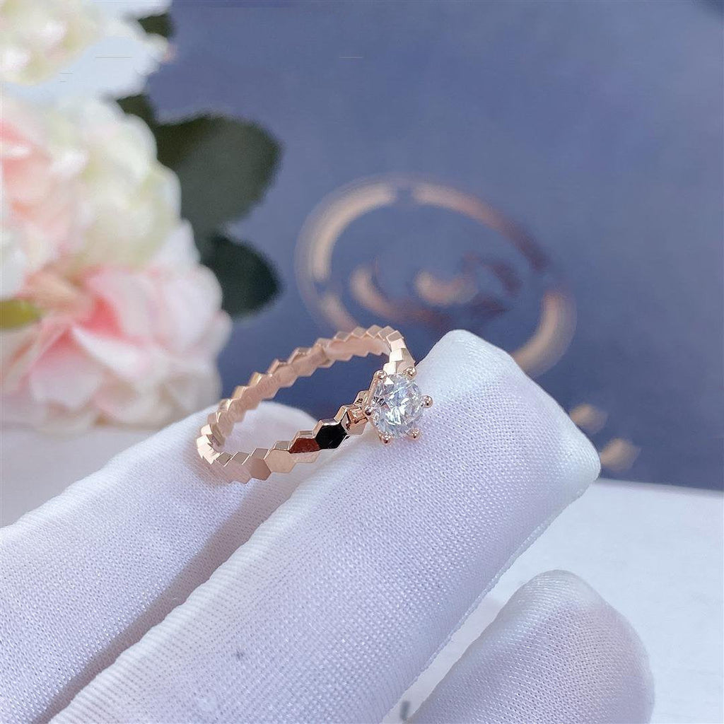 [Clover Jewelry]BEE LOVE RING PINK GOLD 1 DIAMOND