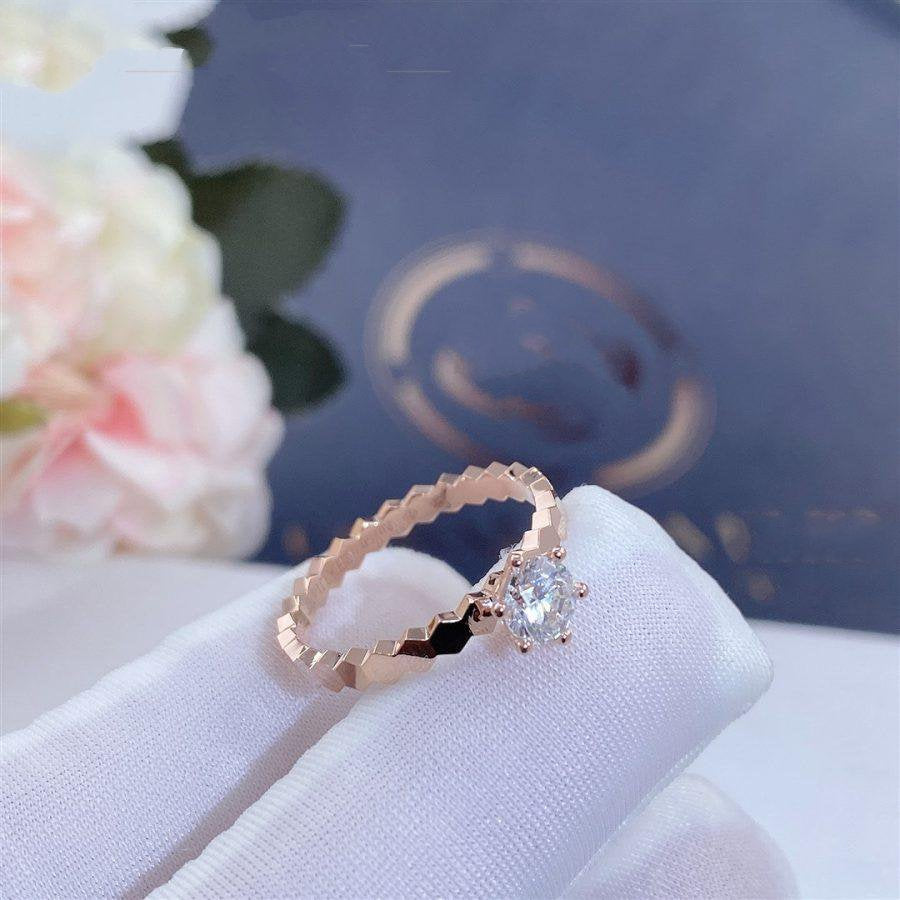 [Clover Jewelery]BEE LOVE RING PINK GOLD 1 DIAMOND