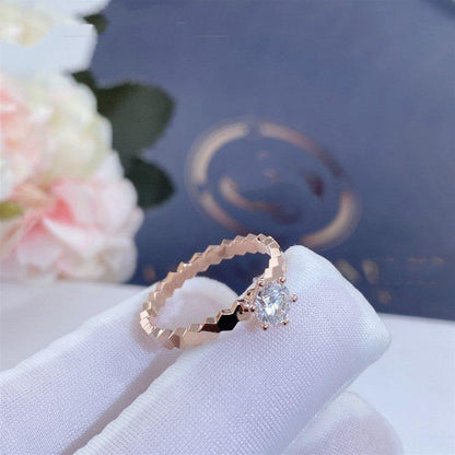 [Clover Jewelery]BEE LOVE RING PINK GOLD 1 DIAMOND