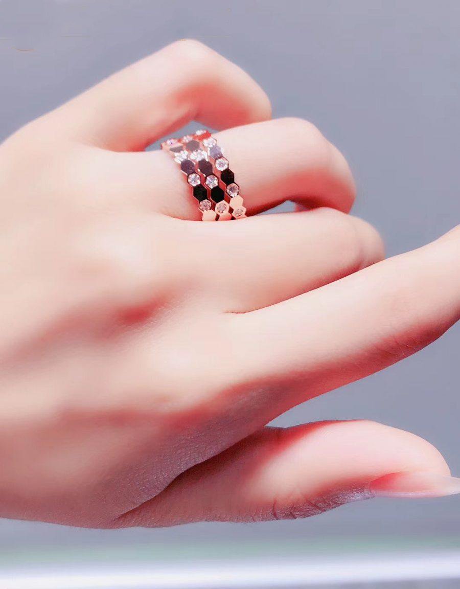 [Clover Jewelery]BEE LOVE RING PINK GOLD DIAMOND