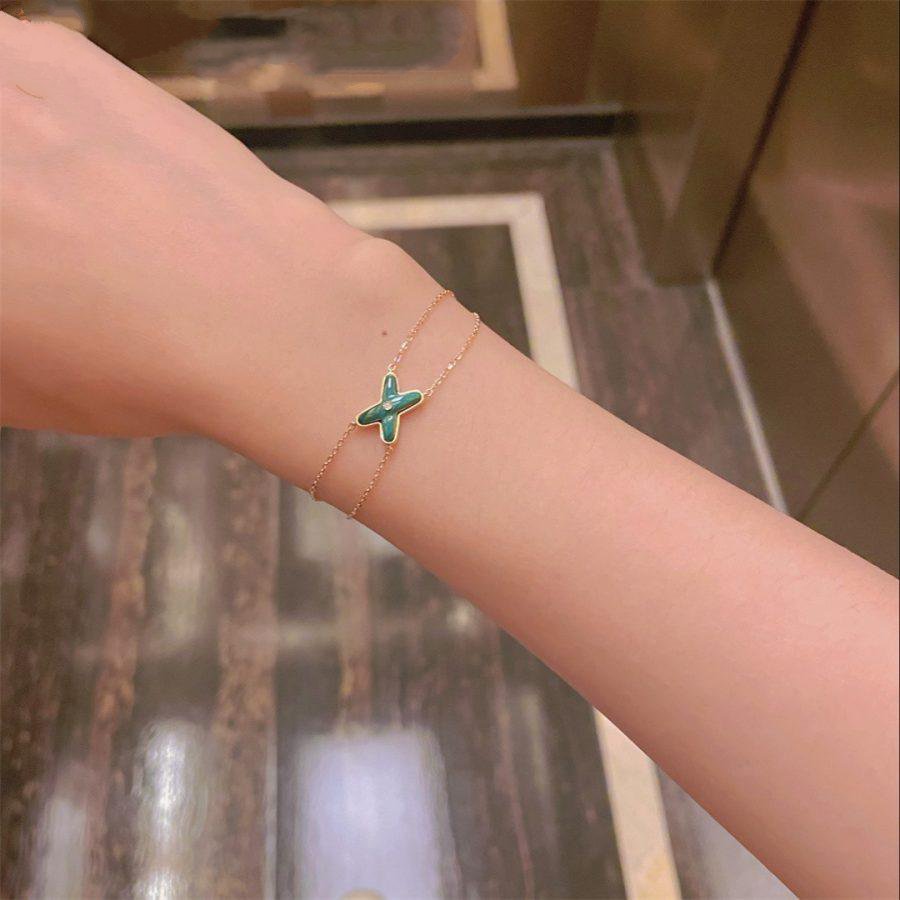[Clover Jewelry]JEUX BRACELET MALACHITE PINK GOLD 1 DIAMOND