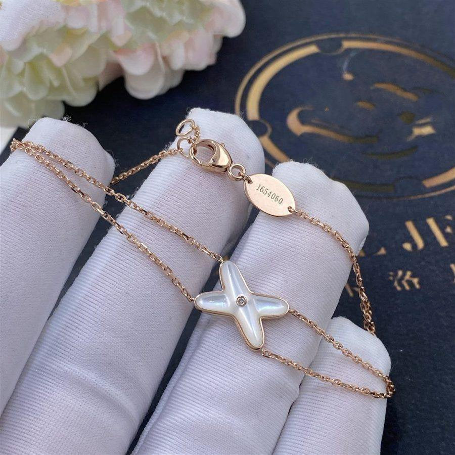 [Clover Jewelery]JEUX BRACELET WHITE MOP PINK GOLD 1 DIAMOND