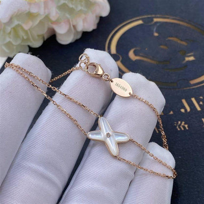[Clover Jewelery]JEUX BRACELET WHITE MOP PINK GOLD 1 DIAMOND