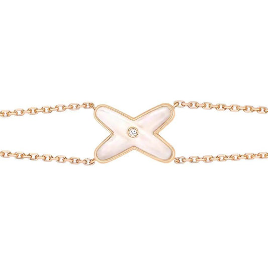 [Clover Jewelery]JEUX BRACELET WHITE MOP PINK GOLD 1 DIAMOND