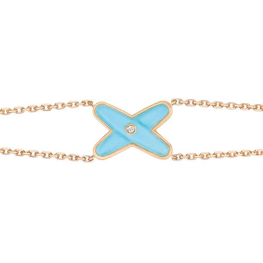 [Clover Jewelery]JEUX BRACELET TURQUOISE PINK GOLD 1 DIAMOND