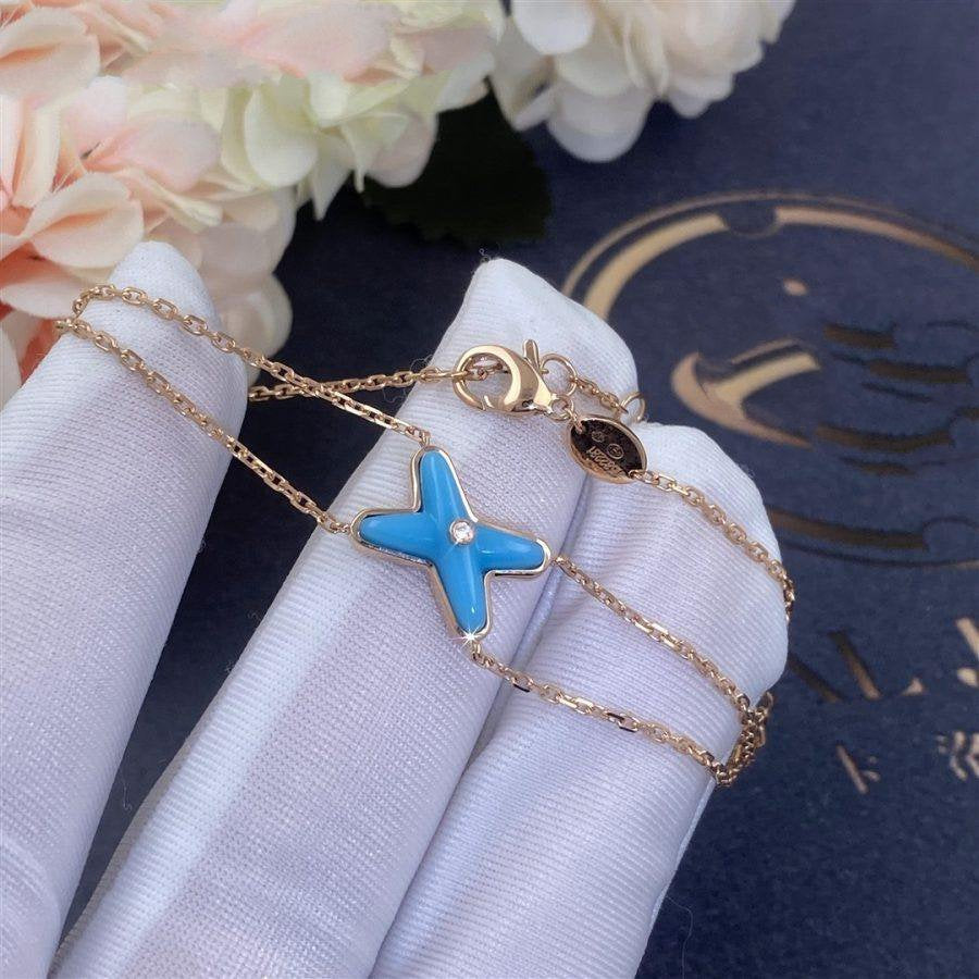 [Clover Jewelry]JEUX BRACELET TURQUOISE PINK GOLD 1 DIAMOND