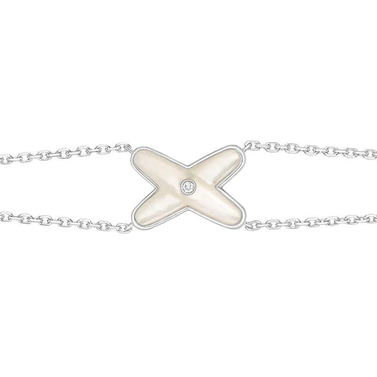 [Clover Jewelery]JEUX BRACELET WHITE MOP SILVER 1 DIAMOND