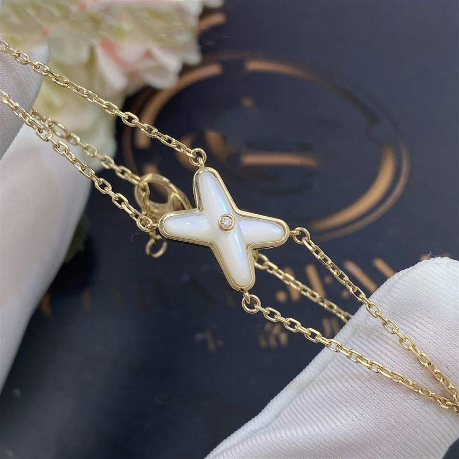 [Clover Jewelry]JEUX BRACELET WHITE MOP GOLD 1 DIAMOND