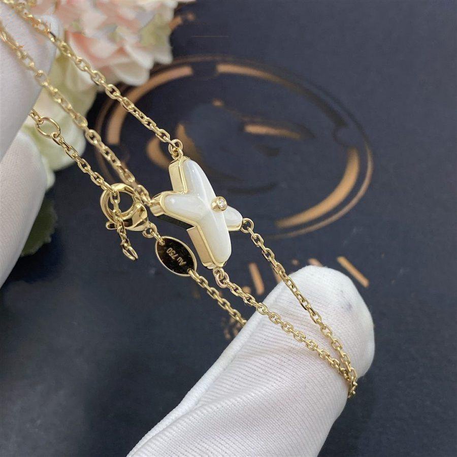 [Clover Jewelry]JEUX BRACELET WHITE MOP GOLD 1 DIAMOND