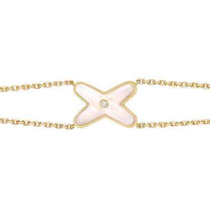 [Clover Jewelery]JEUX BRACELET WHITE MOP GOLD 1 DIAMOND