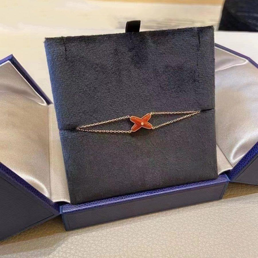 [Clover Jewelery]JEUX BRACELET CARNELIAN PINK GOLD 1 DIAMOND