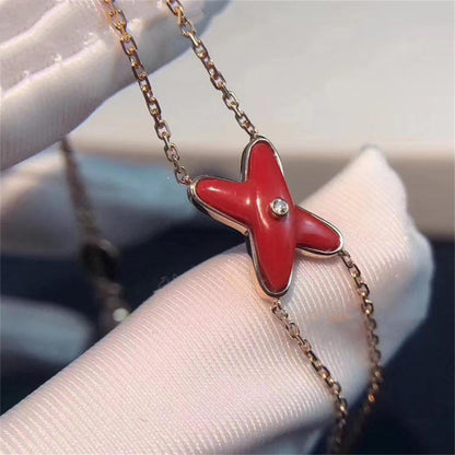 [Clover Jewelery]JEUX BRACELET CARNELIAN PINK GOLD 1 DIAMOND