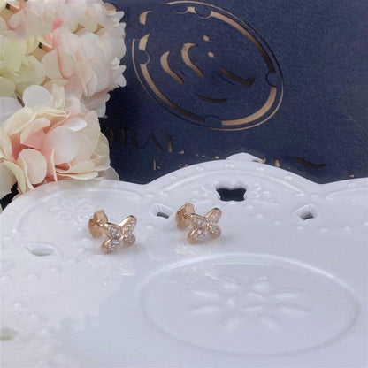 [Clover Jewelery]JEUX DE PINK GOLD DIAMOND EARRINGS