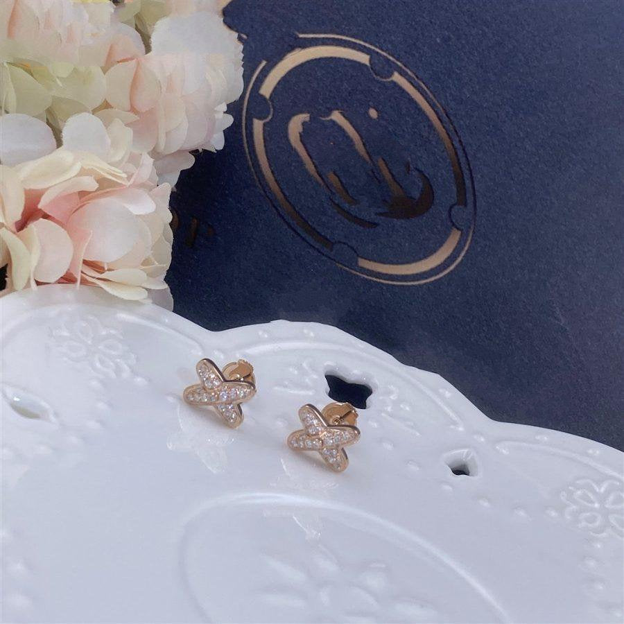[Clover Jewelery]JEUX DE PINK GOLD DIAMOND EARRINGS