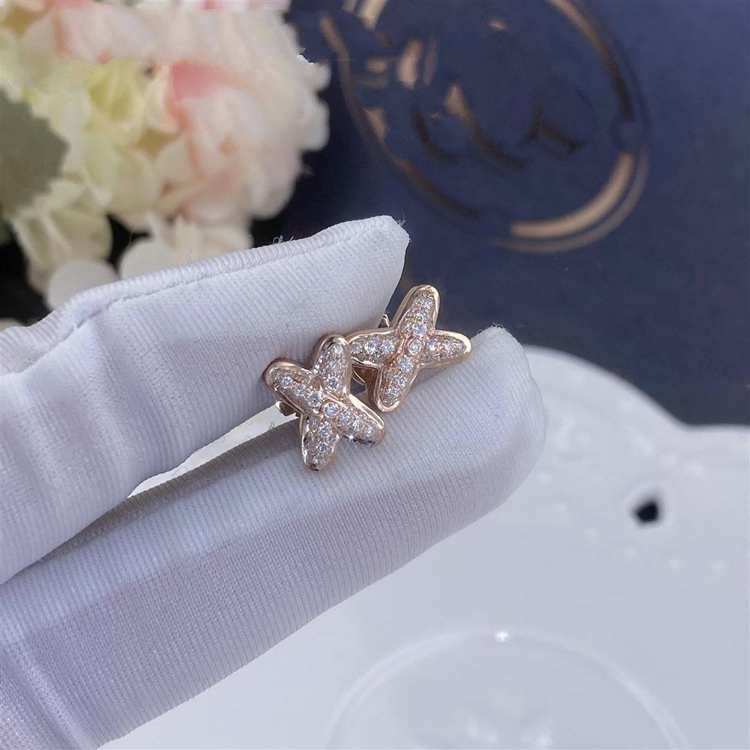 [Clover Jewelery]JEUX DE PINK GOLD DIAMOND EARRINGS