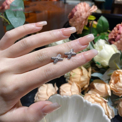 [Clover Jewelery]JEUX DE SILVER DIAMOND EARRINGS