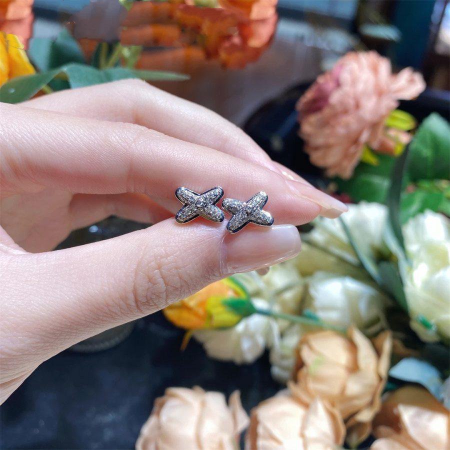 [Clover Schmuck]JEUX DE SILVER DIAMANT-OHRRINGE
