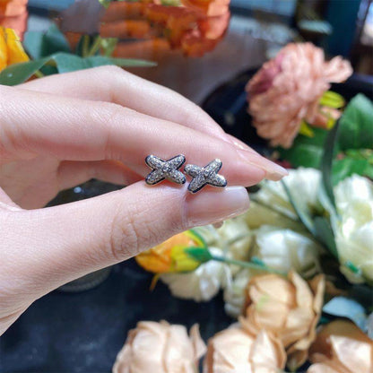 [Clover Jewelery]JEUX DE SILVER DIAMOND EARRINGS