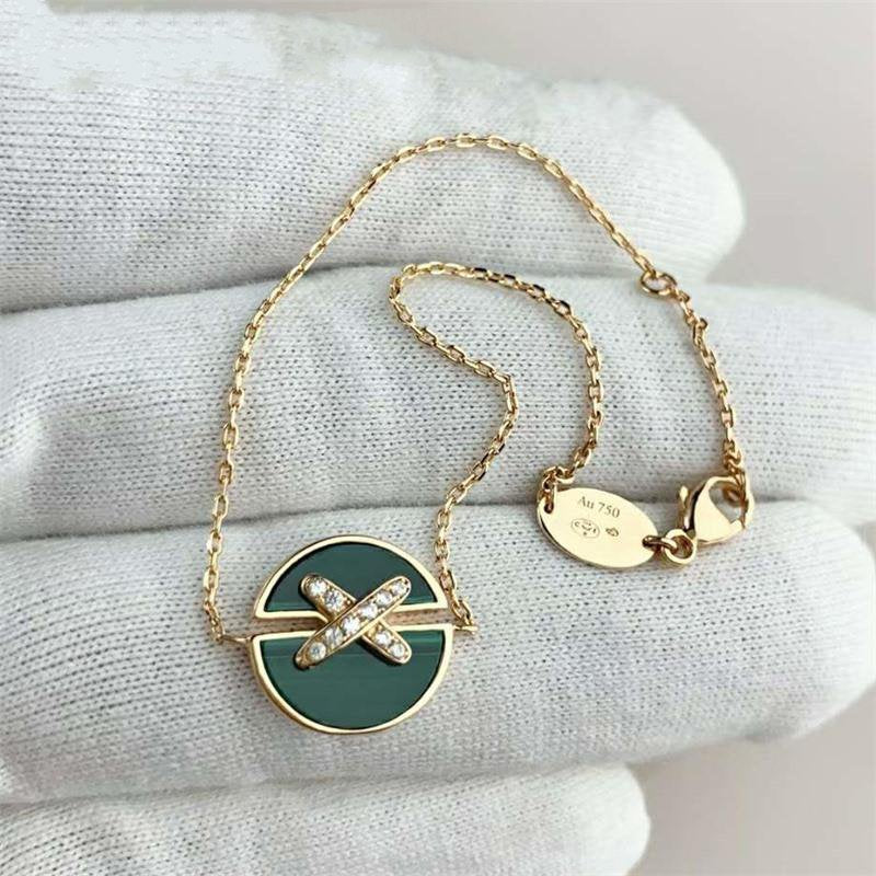 [Clover Jewelry]JEUX DE BRACELET MALACHITE PINK GOLD DIAMONDS