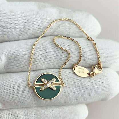 [Clover Jewelery]JEUX DE BRACELET MALACHITE PINK GOLD DIAMONDS