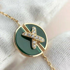 [Clover Jewelry]JEUX DE BRACELET MALACHITE PINK GOLD DIAMONDS