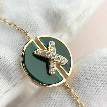 [Clover Jewelery]JEUX DE BRACELET MALACHITE PINK GOLD DIAMONDS