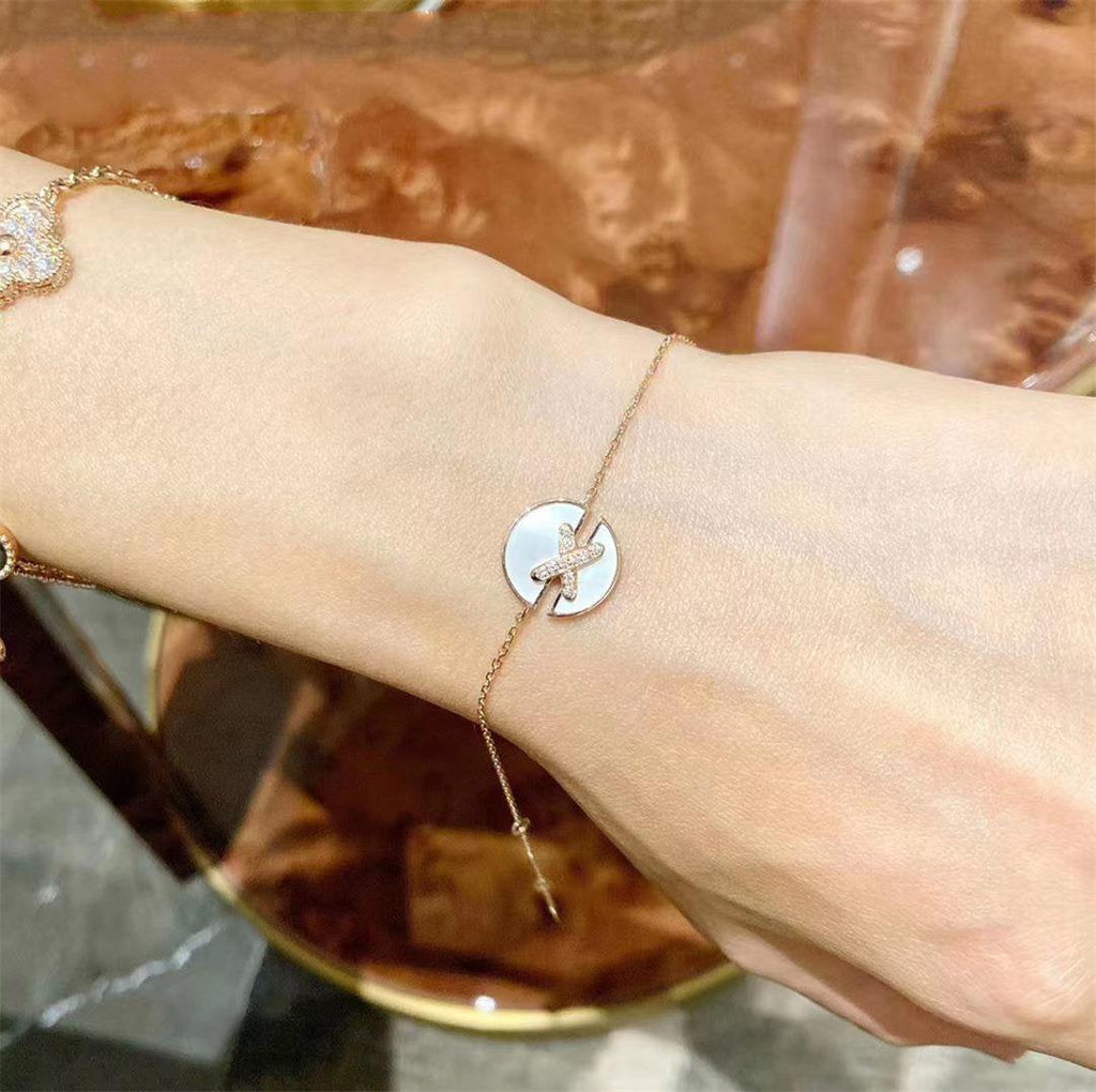 [Clover Jewelry]JEUX DE BRACELET MOP PINK GOLD DIAMONDS
