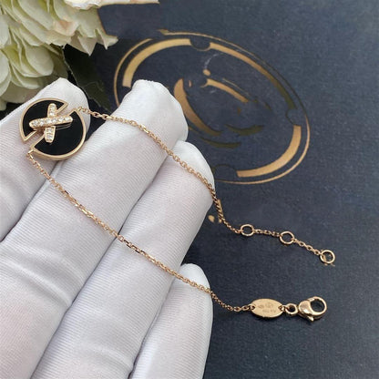 [Clover Jewelery]JEUX DE BRACELET ONYX PINK GOLD DIAMOND