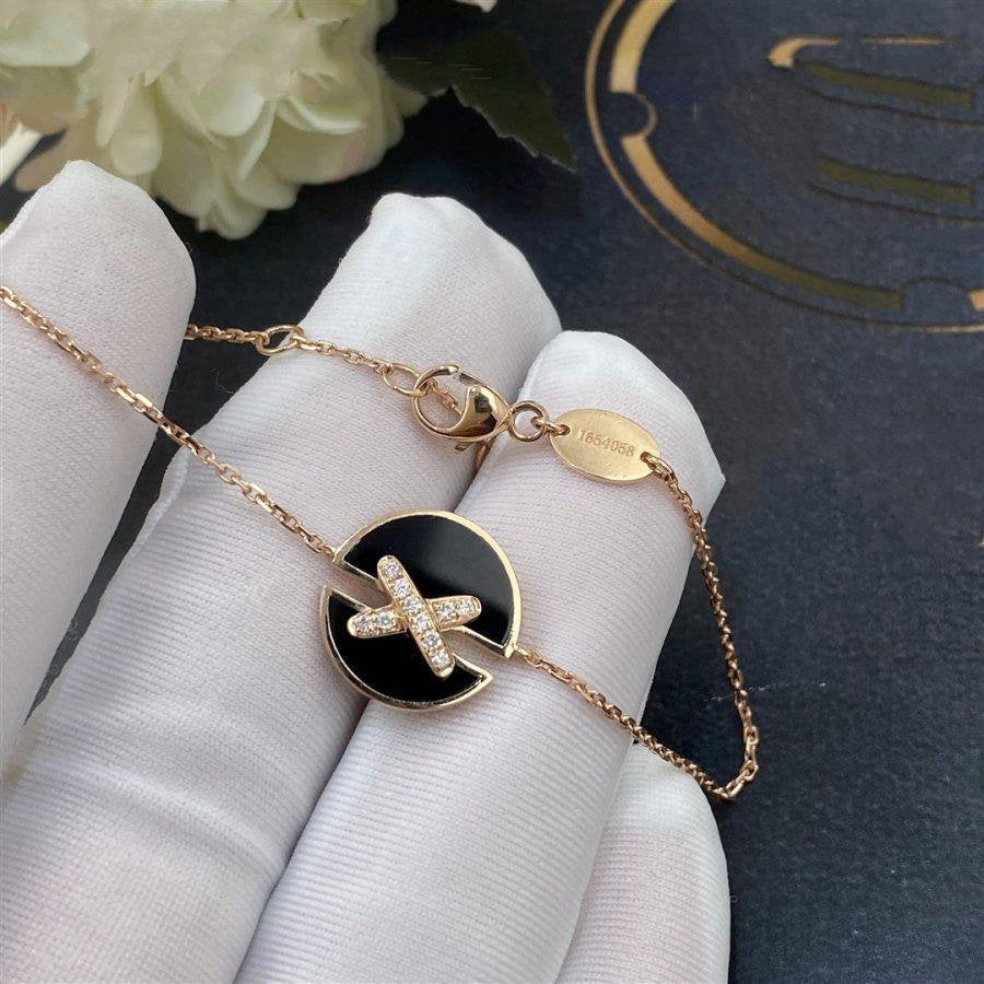 [Clover Jewelery]JEUX DE BRACELET ONYX PINK GOLD DIAMOND