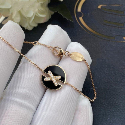 [Clover Jewelery]JEUX DE BRACELET ONYX PINK GOLD DIAMOND