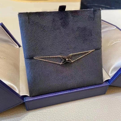 [Clover Jewellery]JEUX ARMBAND ONYX ROTGOLD 1 DIAMANT