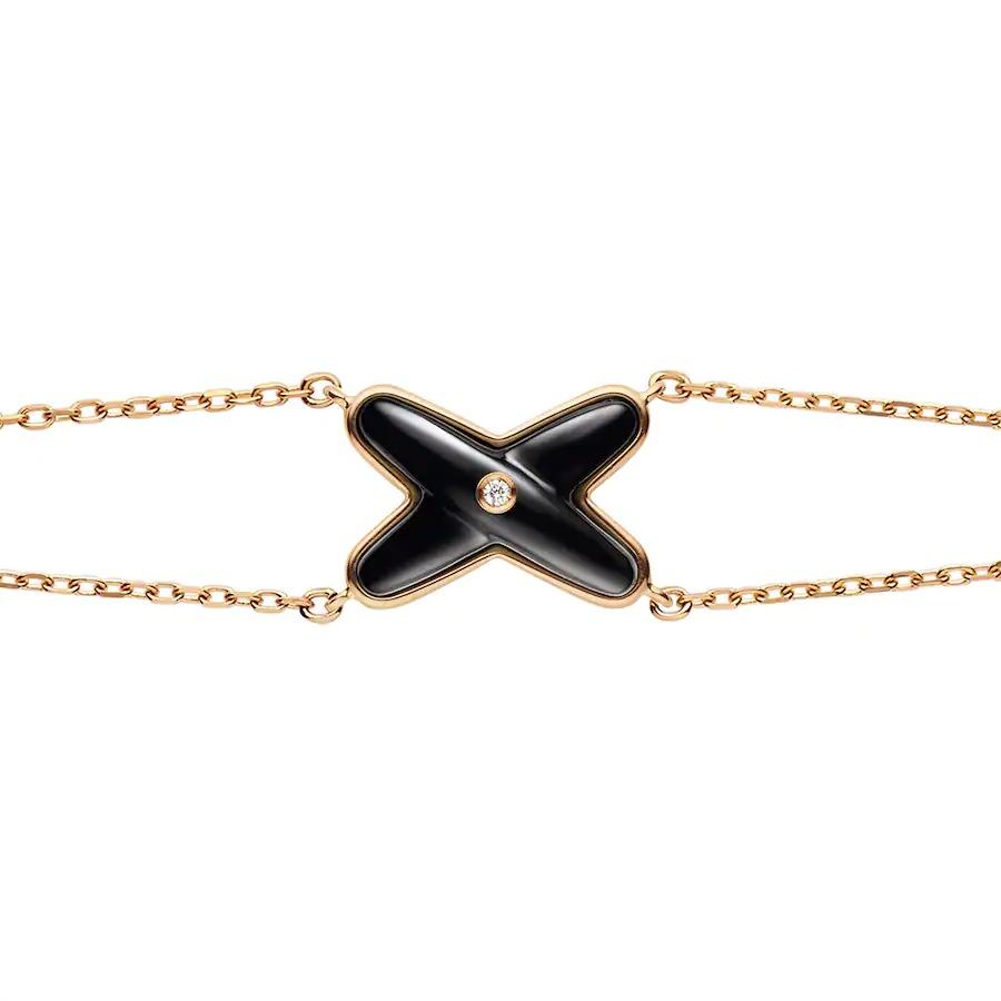 [Clover Jewellery]JEUX ARMBAND ONYX ROTGOLD 1 DIAMANT