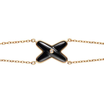[Clover Jewellery]JEUX ARMBAND ONYX ROTGOLD 1 DIAMANT