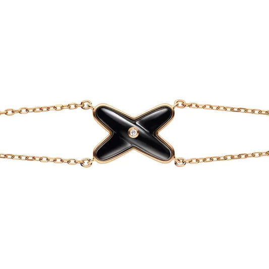 [Clover Jewelery]JEUX BRACELET ONYX PINK GOLD 1 DIAMOND