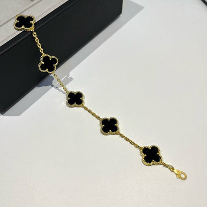 [Clover Jewelery]CLOVER  5 MOTIFS BLACK ONYX BRACELET
