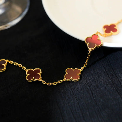 [Clover Jewelery]CLOVER 5 MOTIFS RED AGATE  BRACELET
