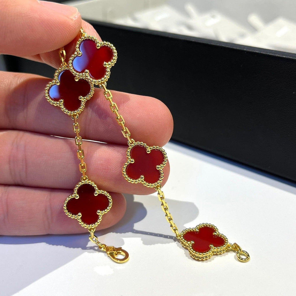 [Clover Jewelry]CLOVER 5 MOTIFS RED AGATE  BRACELET