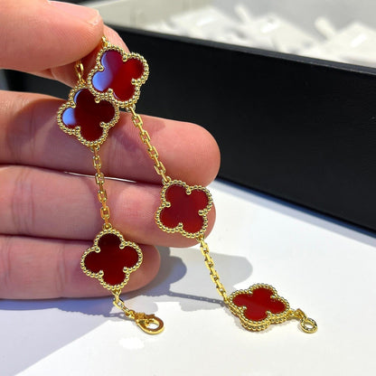 [Clover Jewelery]CLOVER 5 MOTIFS RED AGATE  BRACELET