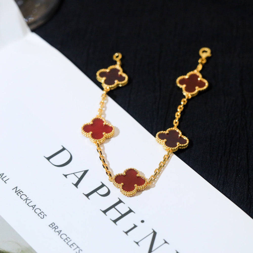 [Clover Jewelry]CLOVER 5 MOTIFS RED AGATE  BRACELET