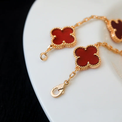 [Clover Jewelery]CLOVER 5 MOTIFS RED AGATE  BRACELET