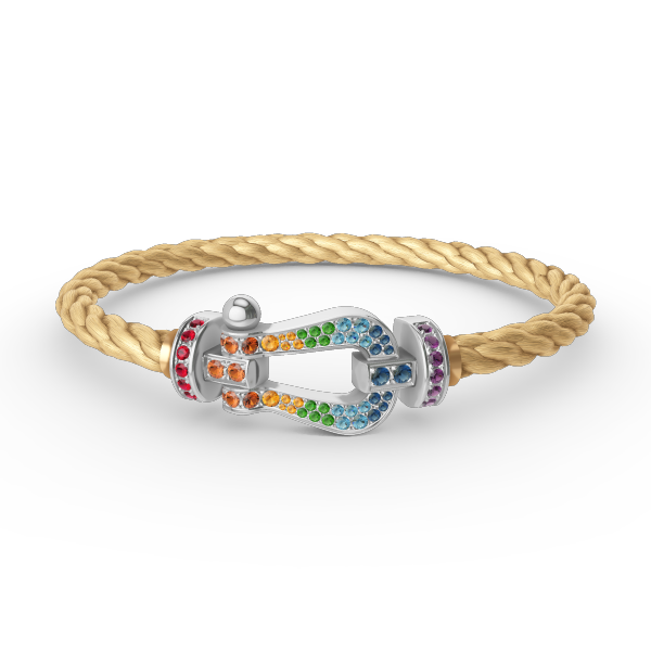 [Clover Jewelry]FORC LARGE HORSESHOE  COLORED DIAMOND BRACELET SILVER