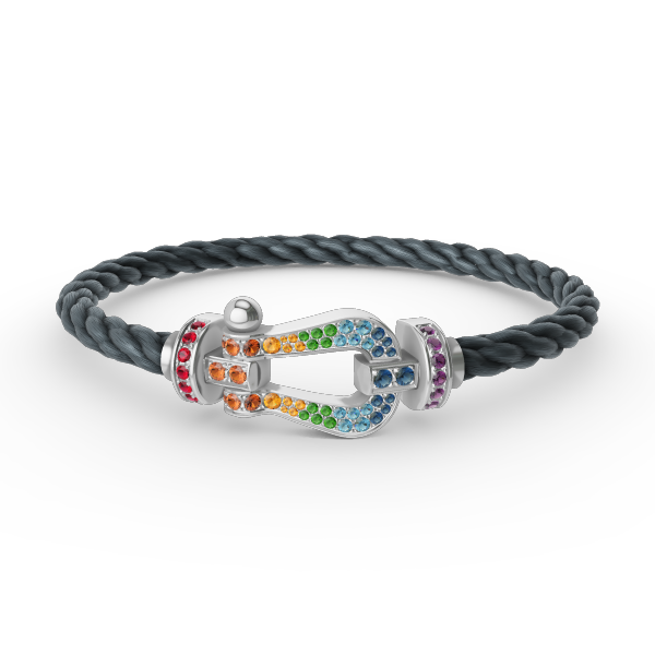 [Clover Jewelry]FORC LARGE HORSESHOE  COLORED DIAMOND BRACELET SILVER