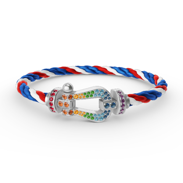 [Clover Jewelery] FORC großes Hufeisen farbiges Diamantarmband Silber