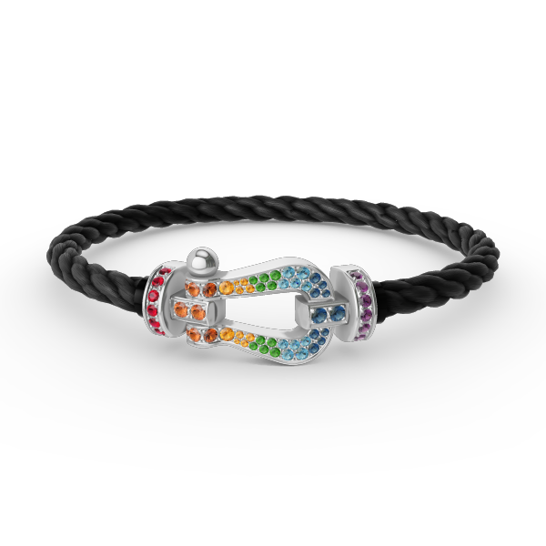 [Clover Jewelery] FORC großes Hufeisen farbiges Diamantarmband Silber