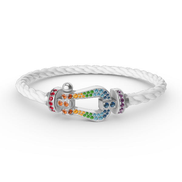 [Clover Jewelery] FORC großes Hufeisen farbiges Diamantarmband Silber