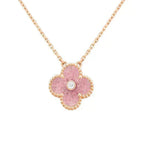 [Clover Jewelry]CLOVER 15MM DIAMOND RHODONITE HALSKETTE