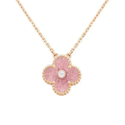 [Clover Jewelery]CLOVER 15MM DIAMOND RHODONITE NECKLACE