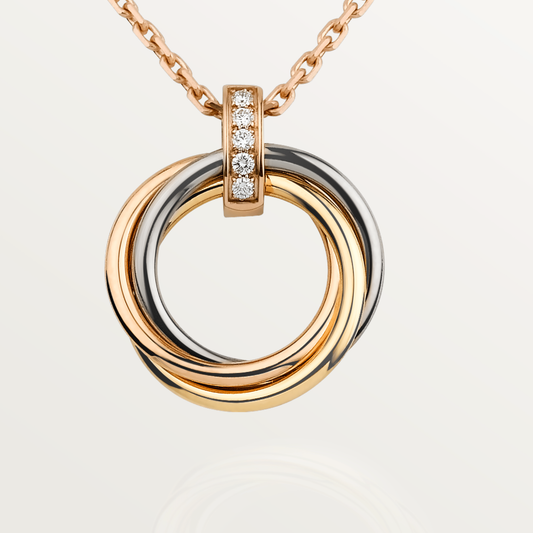 [Clover Jewelery]TRINITY NECKLACE GOLD  DIAMONDS