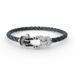 [Clover Jewelry]FORCE LARGE HORSESHOE BLACK WHITE DIAMOND BRACELET SILVER