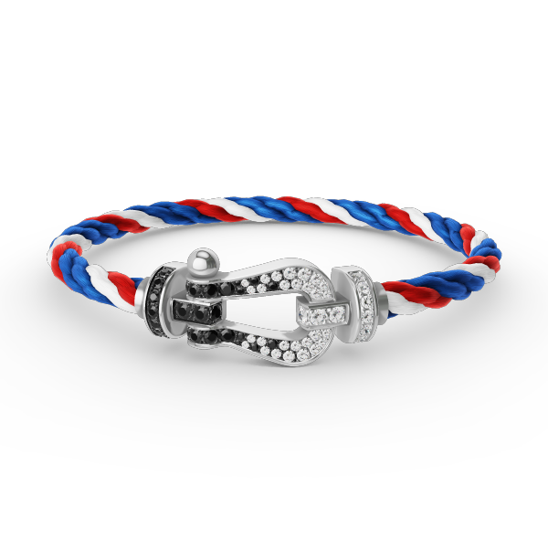 [Clover Jewelery]FORCE LARGE HORSESHOE BLACK WHITE DIAMOND BRACELET SILVER